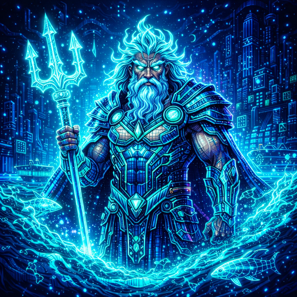 PREMIUM PACK – Cyber Poseidon Pixel Art