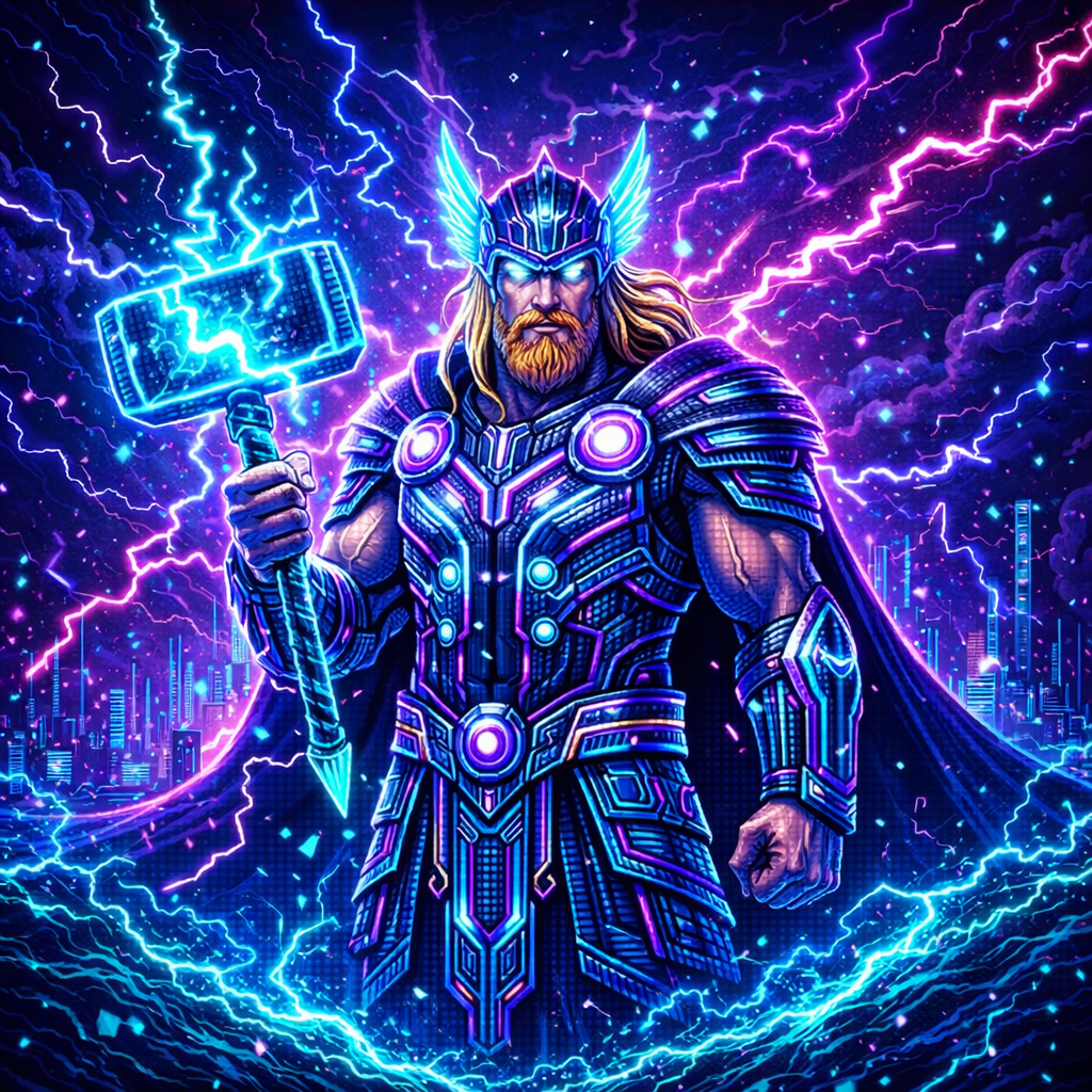 GOLD PACK – Cyber Thor Pixel Art